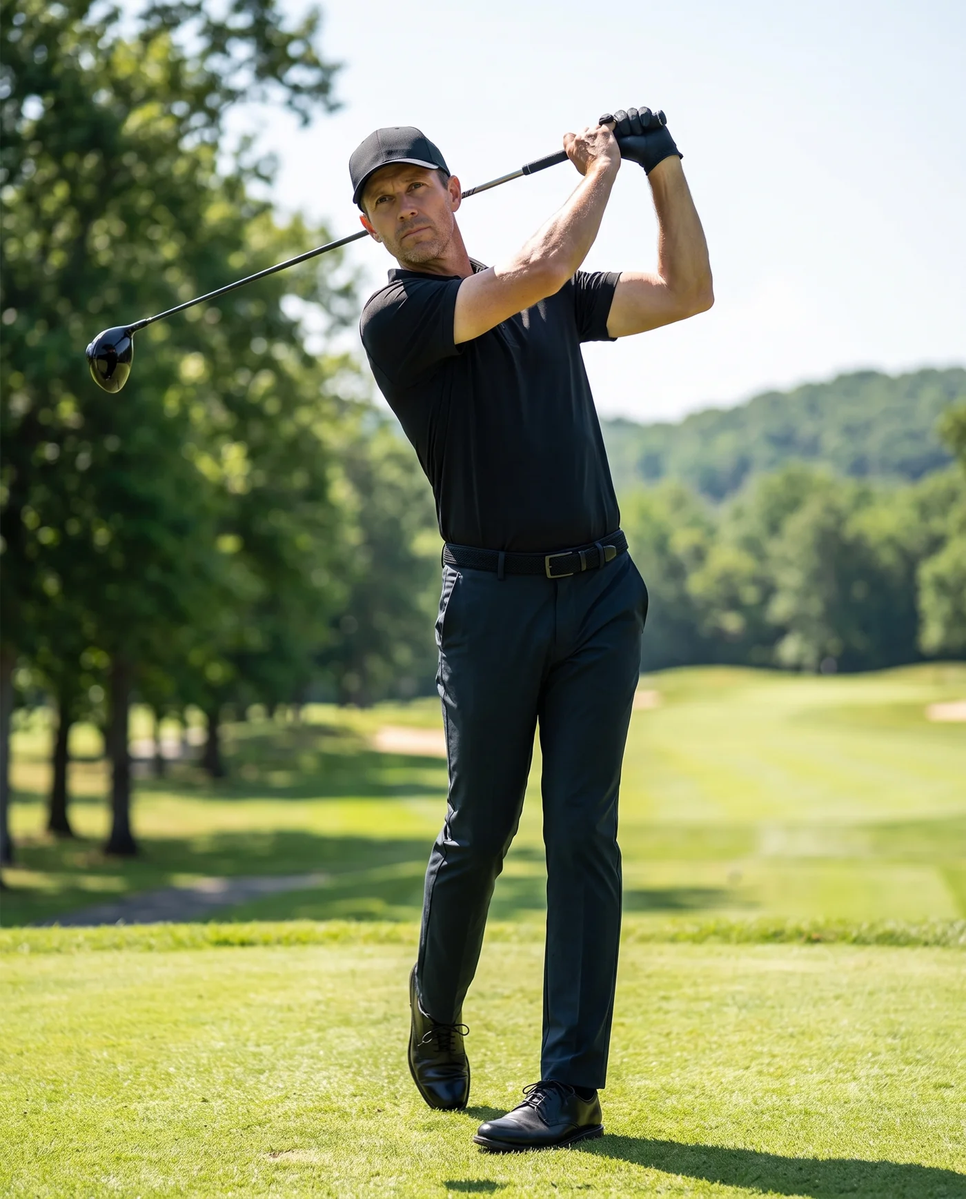 The Classic Polo in Black, on the course